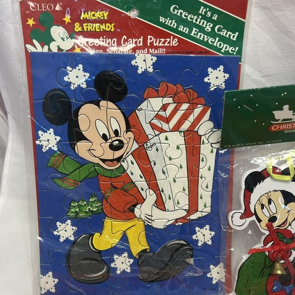 Vintage Disney Christmas Ornament Kurt Adler Gift Tag Puzzle Sticker Set Lot - Picture 9 of 10